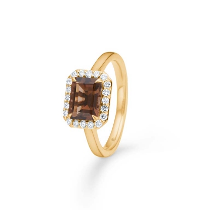 Billede af Mads Z "Cognac" ring 14 kt. guld m. røgkvarts + 0,25 ct. brillanter (str. 50-60)