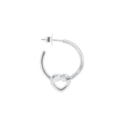 Billede af Jane Kønig Tied Heart Hoop ørering sølv (1 stk.)