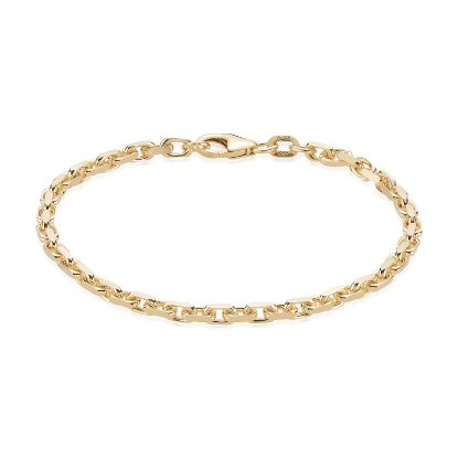 Billede af Armbånd anker facet sølv forgyldt t 1,2/br 3,1 mm 18,5cm