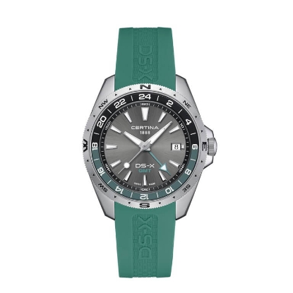 Billede af Certina DS-X GMT Quartz herreur grøn gummirem 20 bar 41mm