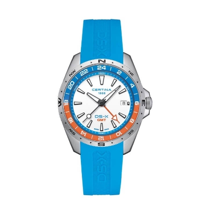 Billede af Certina DS-X GMT Quartz herreur blå gummirem 20 bar 41mm