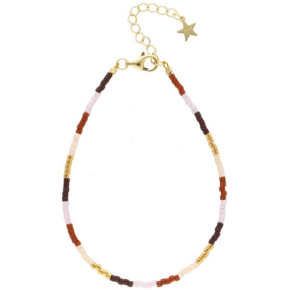 Billede af Nuni Copenhagen Kira Cappuccino armbånd forgyldt sølv m. perler (16+3 cm)