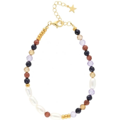 Billede af Nuni Copenhagen Bella Multi armbånd forgyldt sølv m. perler (16+3 cm)