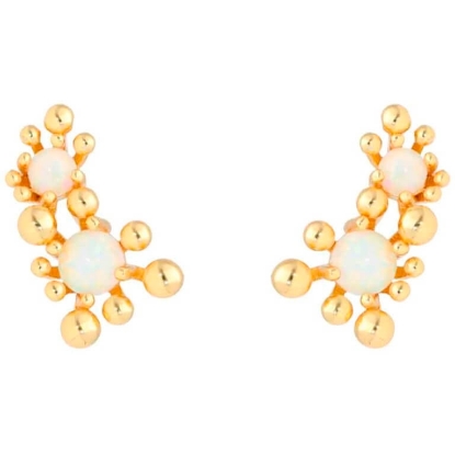 Billede af Nuni Copenhagen Winnie Duo Off-White øreringe forgyldt sølv m. synt. opal