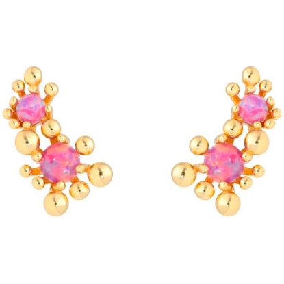 Billede af Nuni Copenhagen Winnie Duo Purple øreringe forgyldt sølv m. synt. opal