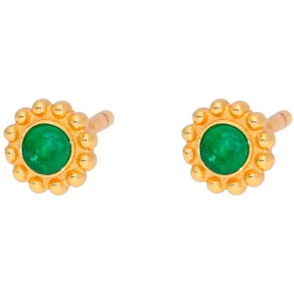 Billede af Nuni Copenhagen Ramona Green øreringe forgyldt sølv m. cz