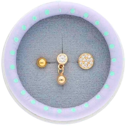 Billede af Nuni Copenhagen The Pop Box øreringe forgyldt sølv m. cz (3 STK.)