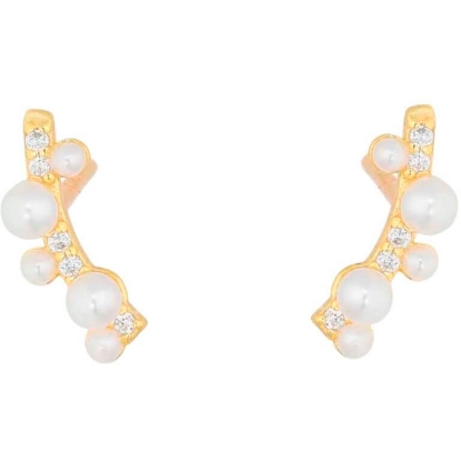 Billede af Nuni Copenhagen Philadelphia Pearl Small øreringe forgyldt sølv m. fvp+cz