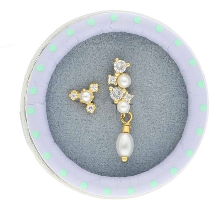 Billede af Nuni Copenhagen Shine Bright Box øreringe forgyldt sølv m. fvp+cz