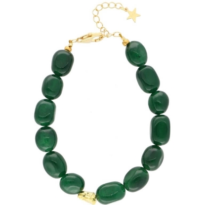 Billede af Nuni Copenhagen Vilma Green armbånd forgyldt sølv m. perler (16+3 cm)