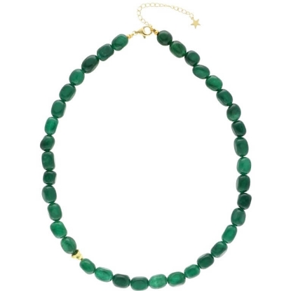 Billede af Nuni Copenhagen Vilma Green halskæde forgyldt sølv m. perler (40+5 cm)