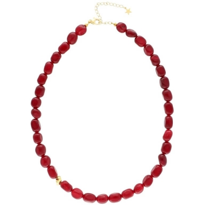 Billede af Nuni Copenhagen Vilma Burgundy halskæde forgyldt sølv m. perler (40+5 cm)