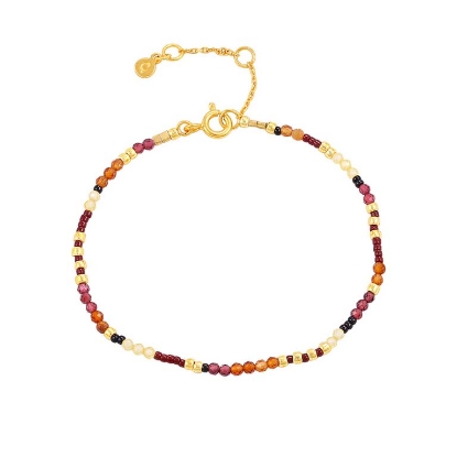 Billede af Hultquist Rowen armbånd forgyldt sølv m. miyukiperler (16+3 cm)