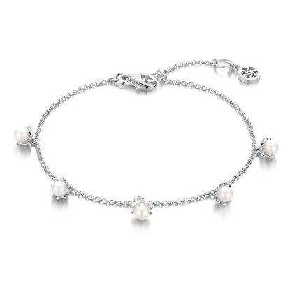 Billede af Spirit Icons Emily Pearl armbånd sølv m. perler (17-19 cm)