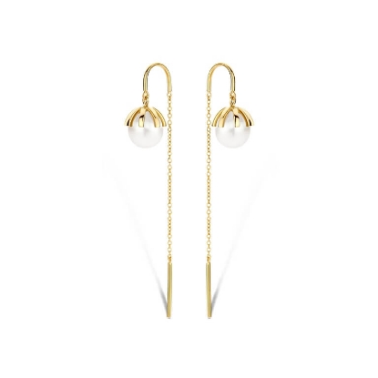 Billede af Spirit Icons Emily Pearl øreringe forgyldt sølv m. perle