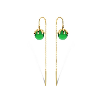 Billede af Spirit Icons Emily Green øreringe forgyldt sølv m. grøn cz
