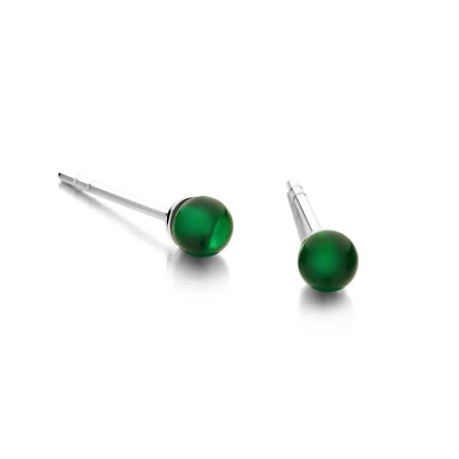 Billede af Spirit Icons Figaro Green Stud (4mm) øreringe sølv m. grøn cz