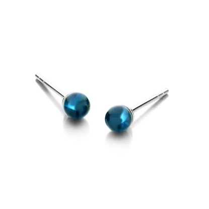 Billede af Spirit Icons Figaro Blue Stud (4mm) øreringe sølv m. blå cz