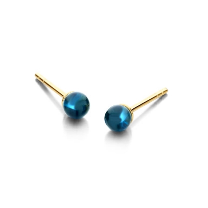 Billede af Spirit Icons Figaro Blue Stud (4mm) øreringe forgyldt sølv m. blå cz