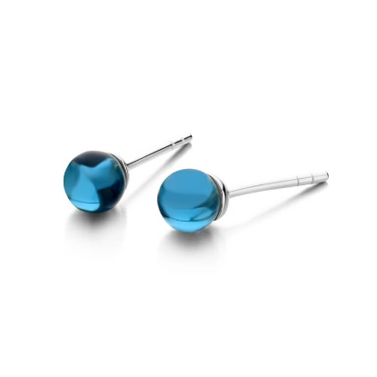 Billede af Spirit Icons Figaro Blue Stud (5mm) øreringe sølv m. blå cz