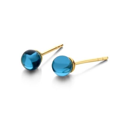 Billede af Spirit Icons Figaro Blue Stud (5mm) øreringe forgyldt sølv m. blå cz