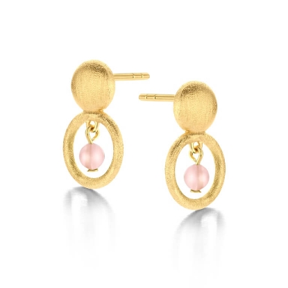 Billede af Spirit Icons Annika Pink Stud øreringe forgyldt sølv m. lyserød cz