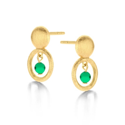 Billede af Spirit Icons Annika Green Stud øreringe forgyldt sølv m. grøn cz