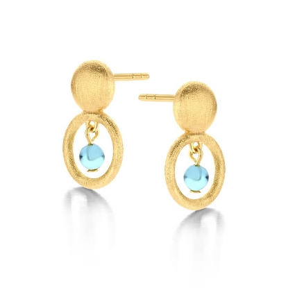 Billede af Spirit Icons Annika Blue Stud øreringe forgyldt sølv m. grøn cz