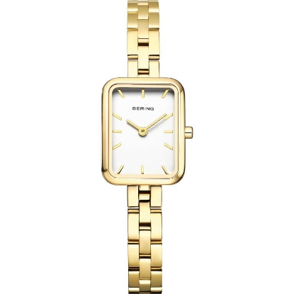 Billede af Bering Classic dameur kvadratisk stål gulddoublé 20mm safirglas 3ATM