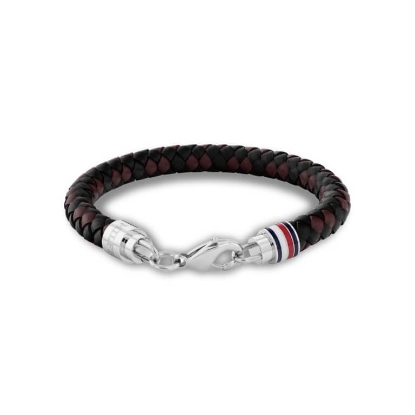 Billede af Tommy Hilfiger Tyson armbånd sort/brunt læder m. karabinlås (22 cm)