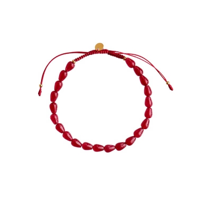 Billede af STINE A armbånd Love Drop forgyldt sølv m. rød agat (17-25 cm)