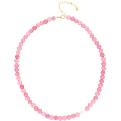 Billede af Nuni Copenhagen Florence Coral halskæde forgyldt sølv m. perler (40+5 cm)