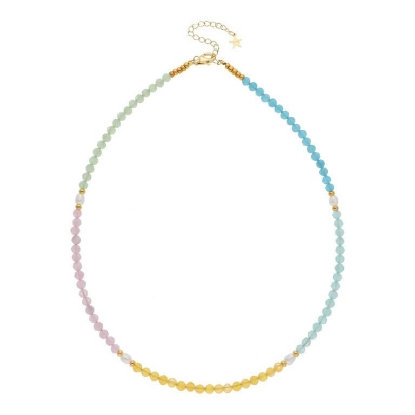 Billede af Nuni Copenhagen Gina Light Multi halskæde forgyldt sølv m. perler (40+5 cm)