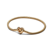 Billede af Pandora Slangekædearmbånd med Funklende Hjertelås forgyldt metalblanding (17 cm)