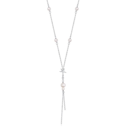 Billede af WiOGA Eleonora halskæde sølv m. perler + cz (42+6 cm)