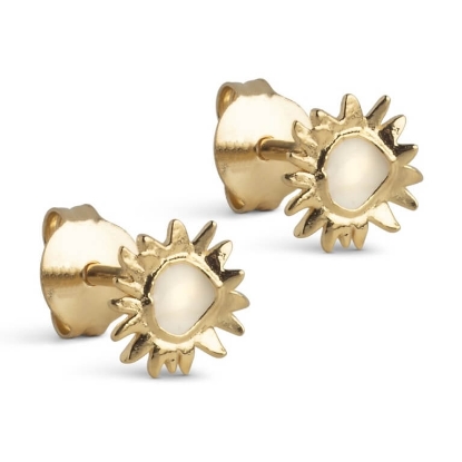 Billede af ENAMEL Copenhagen Small Sunshine Daisy øreringe forgyldt sølv