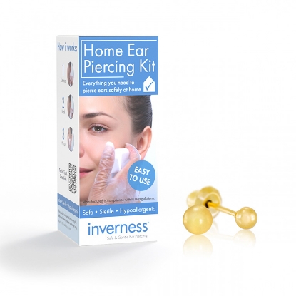 Billede af Inverness Home Ear Piercing Kit - Lav selv hul i ørene (komplet sæt kugle 3 mm forgyldt)