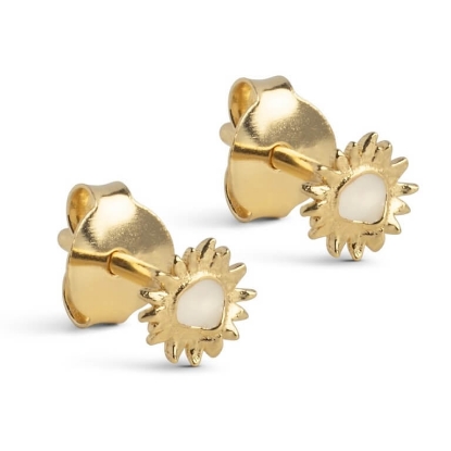 Billede af ENAMEL Copenhagen Mini Sunshine Daisy øreringe forgyldt sølv