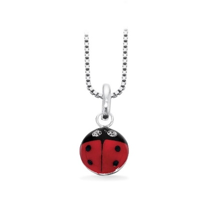 Billede af Vedhæng mariehøne m. syn.zir. sølv m/kæde