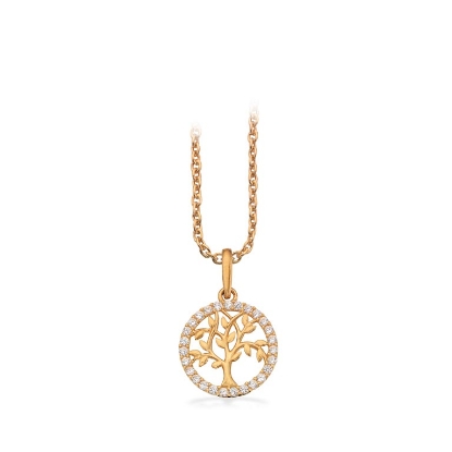 Billede af Vedhæng livets træ cubic zir. 8 kt sølvkæde