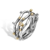 Billede af By Birdie Grace Triple Polished ring sølv + 14 karat guld m. brillant (str. 52-60)