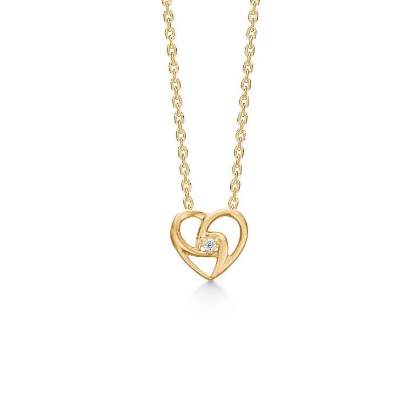 Billede af Mads Z Kampagnehjerte halskæde 14 kt. guld m. 0,010 ct. W.SI (lille)
