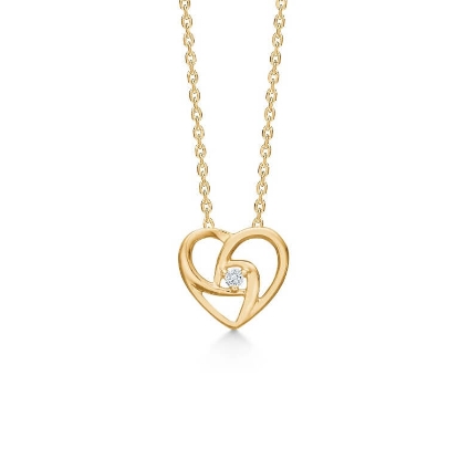 Billede af Mads Z Kampagnehjerte halskæde 14 kt. guld m. 0,020 ct. W.SI (mellem)