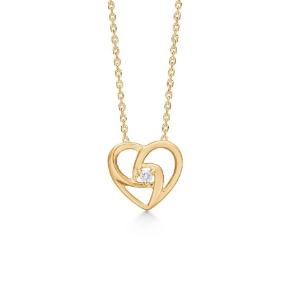 Billede af Mads Z Kampagnehjerte halskæde 14 kt. guld m. 0,030 ct. W.SI (stor)