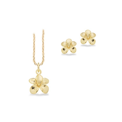 Billede af Scrouples Pixel smykkesæt blomst sølv fg.