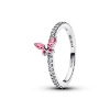 Billede af Pandora Funklende Sommerfugl ring sølv m. pink cz (str. 48-60)