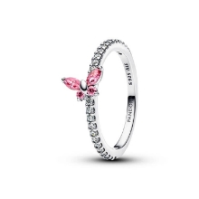 Billede af Pandora Funklende Sommerfugl ring sølv m. pink cz (str. 48)