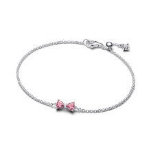Billede af Pandora Sløjfe Kædearmbånd sølv m. pink cz (16 cm)
