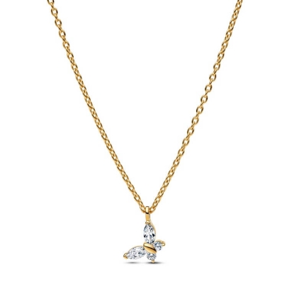 Billede af Pandora Sommerfugl halskæde forgyldt metalblanding m. cz (45 cm)