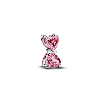 Billede af Pandora Pink Sløjfe charm sølv m. cz